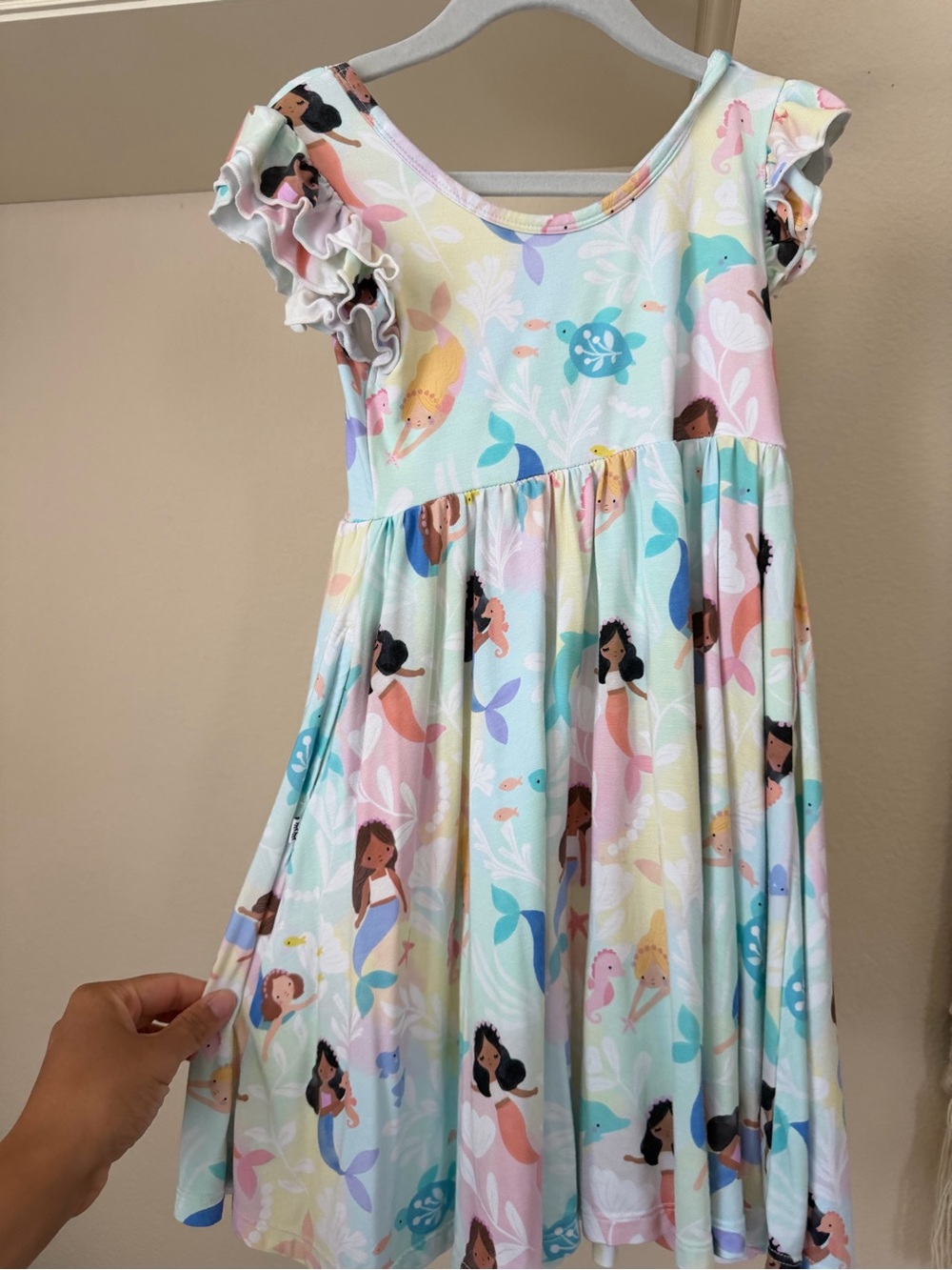 Little Sleepies Pastel Mermaid Print Dress - Mint Multi